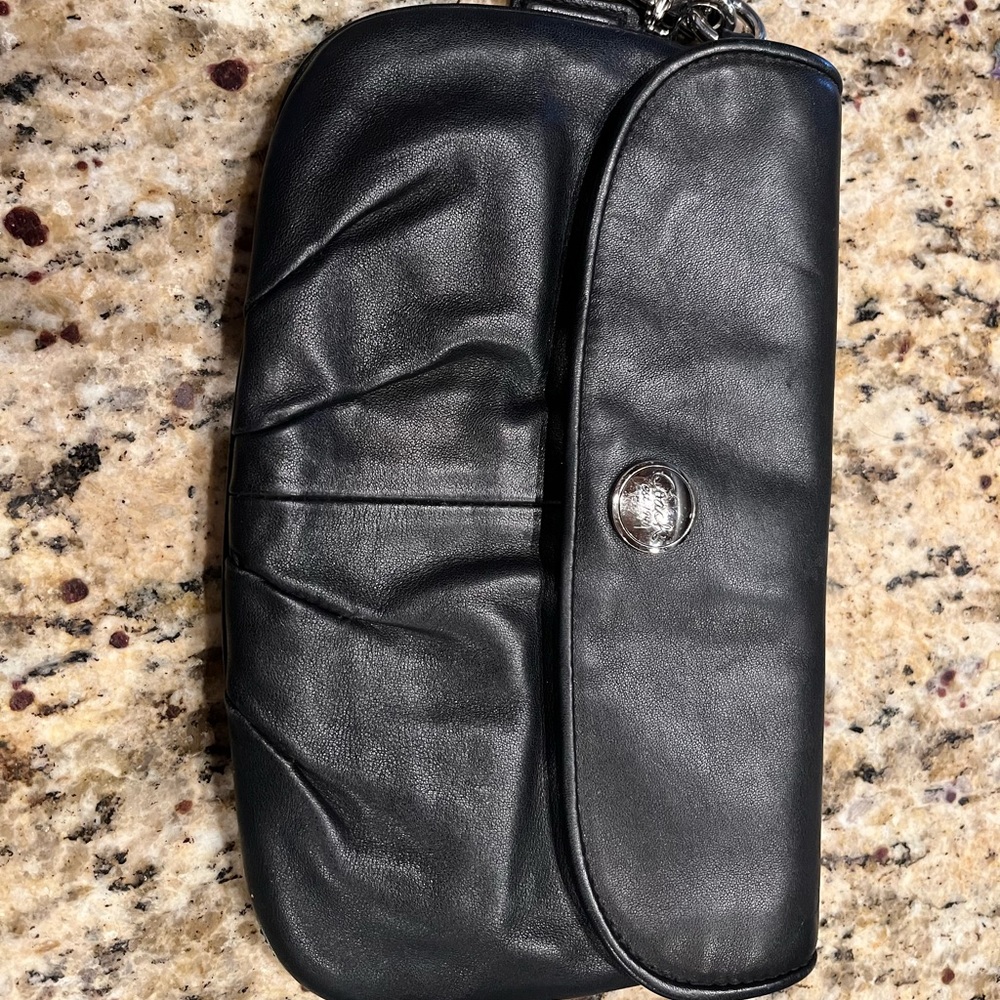 Black Leather Coach Wristlet